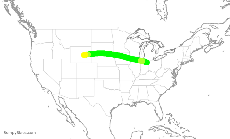 Turbulence forecast map for EJA662, FWA to CPR