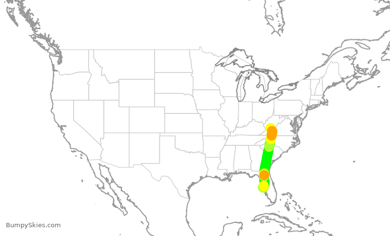 Turbulence forecast map for EJA665, BKW to PIE
