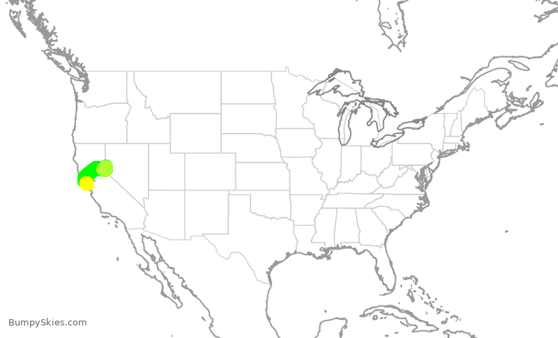 Turbulence forecast map for EJA667, RNO to SFO