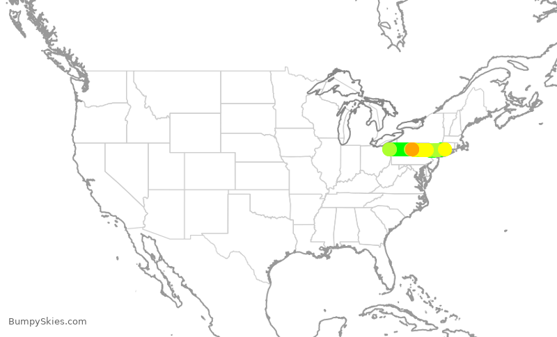 Turbulence forecast map for EJA668, HVN to YNG