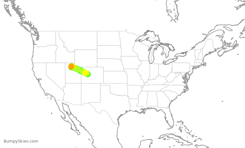 Turbulence forecast map for EJA668, SLC to ASE