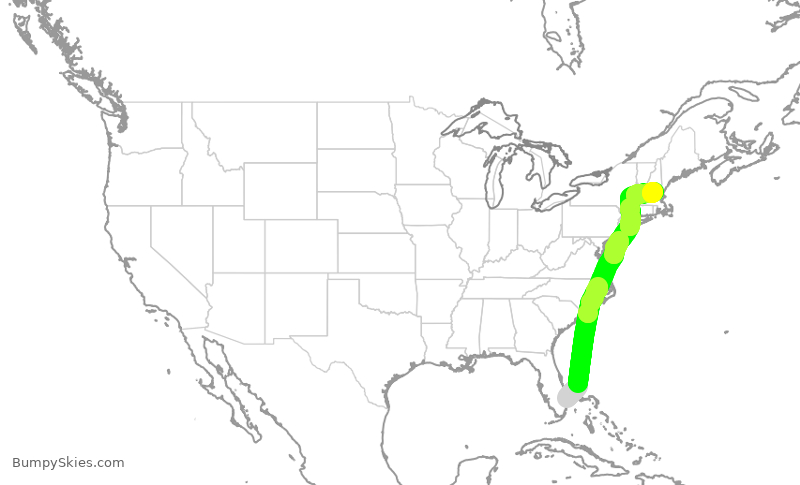 Turbulence forecast map for EJA674, DJT to MHT