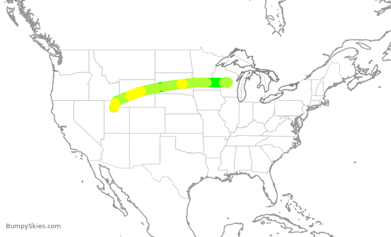 Turbulence forecast map for EJA678, SLC to ISW