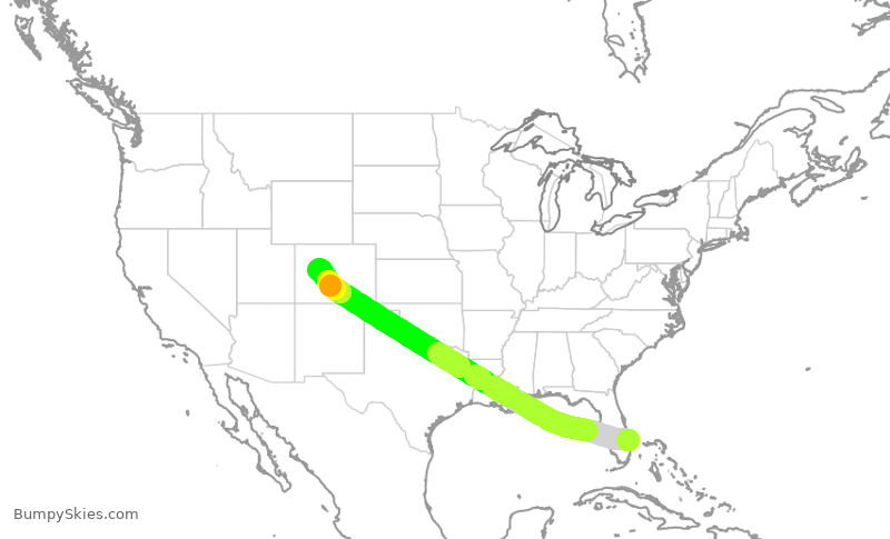 Turbulence forecast map for EJA679, PBI to ASE