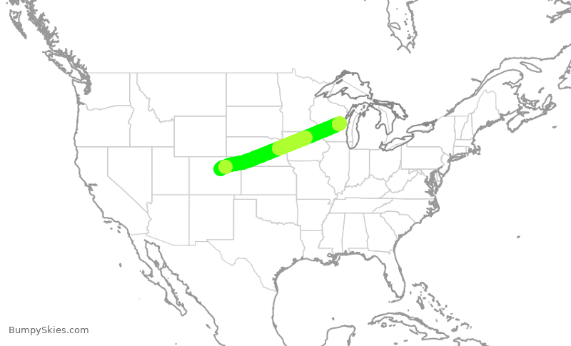 Turbulence forecast map for EJA700, APA to ATW