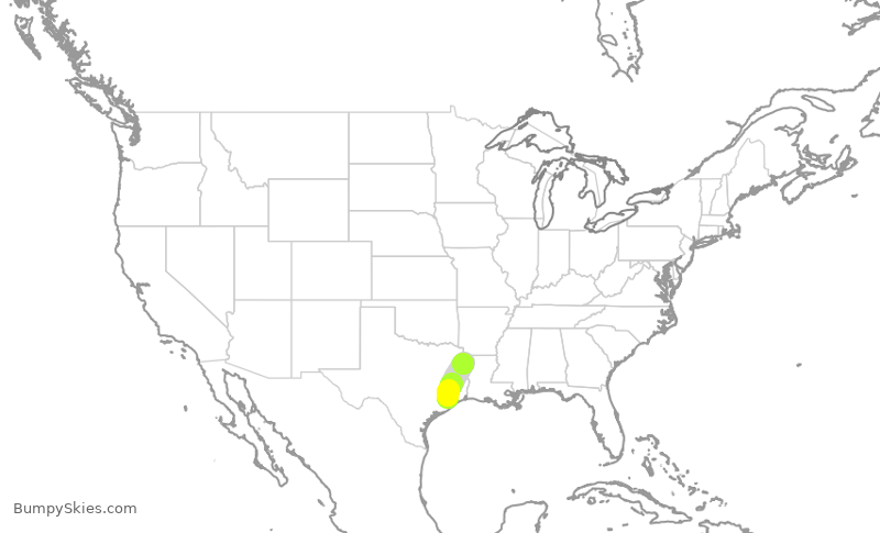 Turbulence forecast map for EJA701, HOU to SHV
