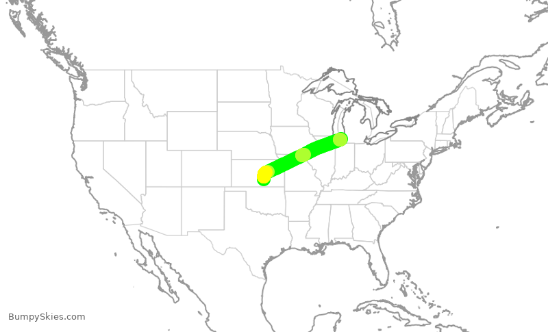 Turbulence forecast map for EJA702, ICT to KBEH