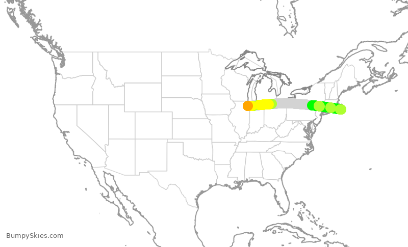 Turbulence forecast map for EJA705, MDW to ACK
