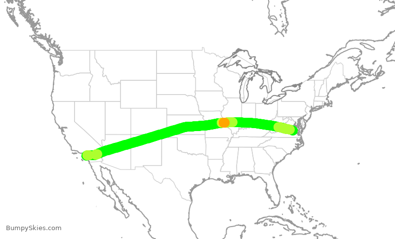Turbulence forecast map for EJA706, SNA to RIC