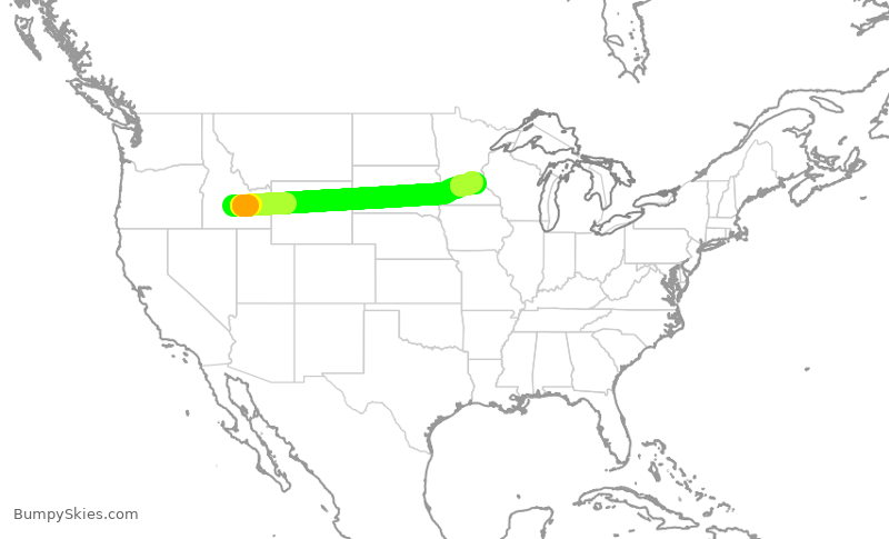 Turbulence forecast map for EJA708, SUN to MSP