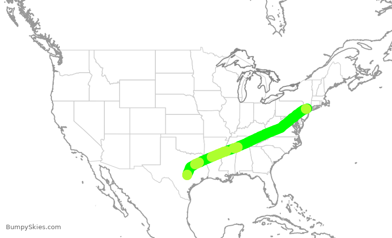 Turbulence forecast map for EJA727, TEB to AUS