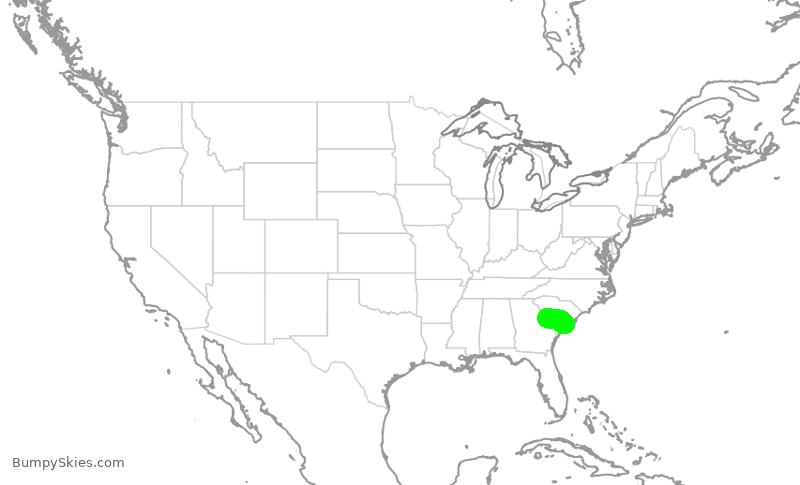 Turbulence forecast map for EJA730, AGS to CHS