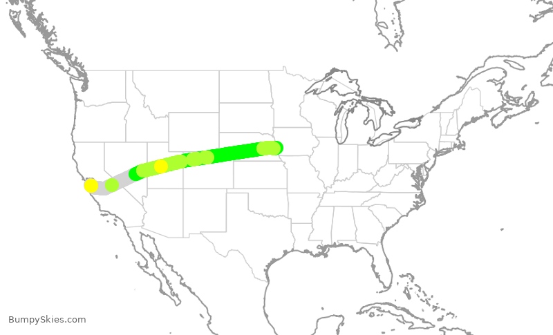 Turbulence forecast map for EJA731, SJC to OMA