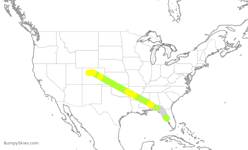 Turbulence forecast map for EJA737, EGE to PIE