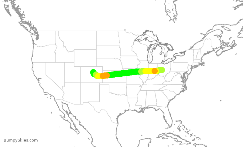 Turbulence forecast map for EJA737, OSU to APA