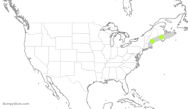 Turbulence forecast map for EJA738, BOS to YPS