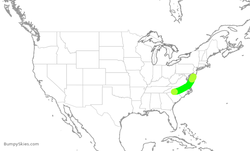Turbulence forecast map for EJA741, CLT to WWD