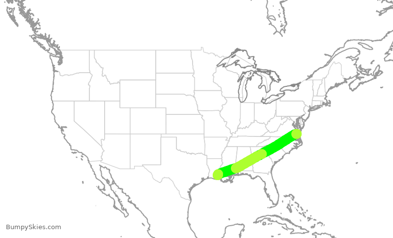 Turbulence forecast map for EJA741, ORF to ARA