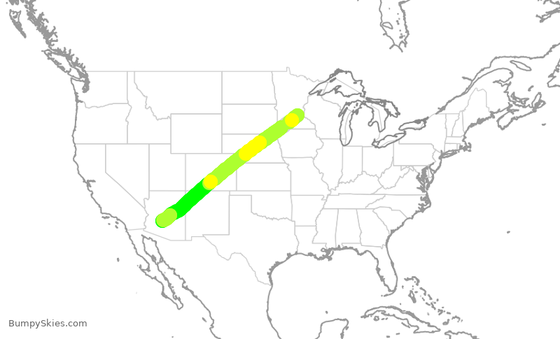 Turbulence forecast map for EJA744, FCM to PHX