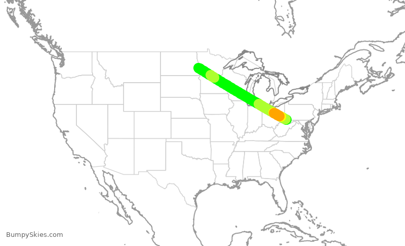 Turbulence forecast map for EJA744, MGW to FAR