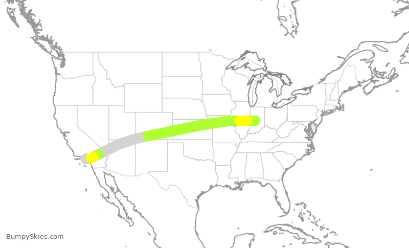 Turbulence forecast map for EJA746, IND to LAX