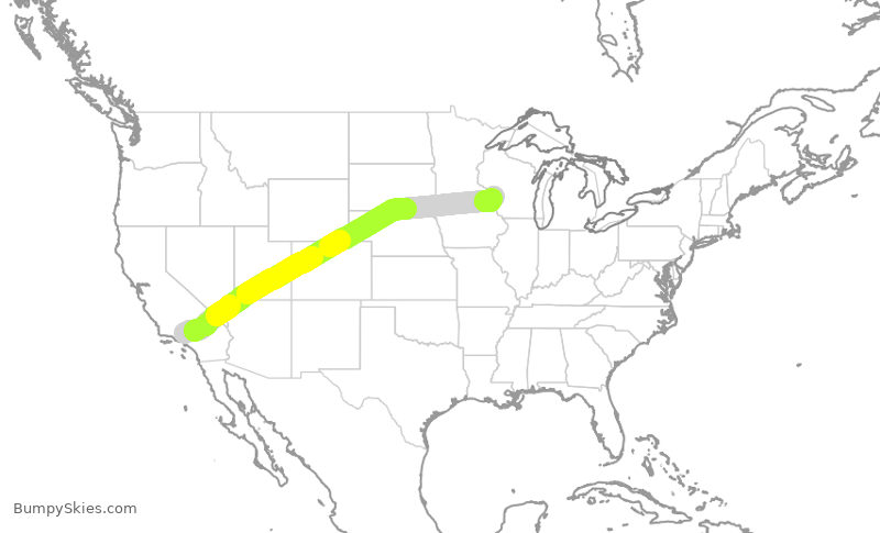 Turbulence forecast map for EJA747, VNY to LSE
