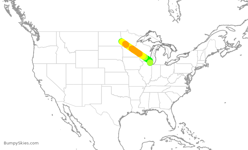 Turbulence forecast map for EJA751, ORD to FAR