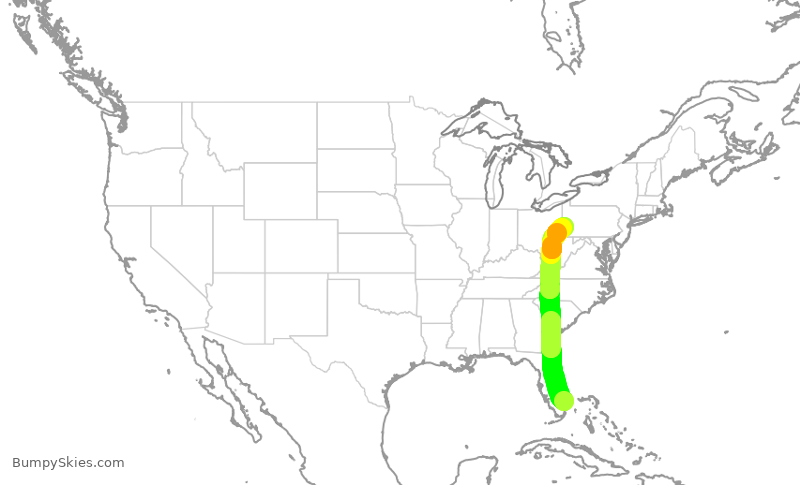 Turbulence forecast map for EJA755, BCT to PIT