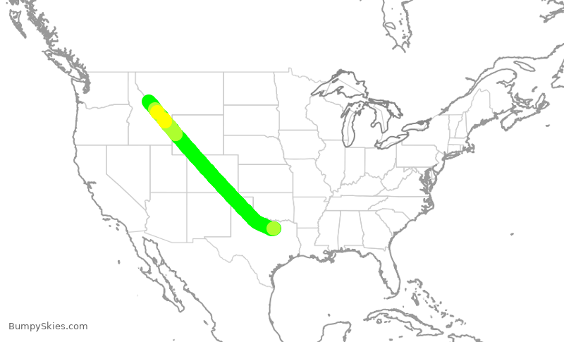 Turbulence forecast map for EJA757, ADS to KHRF