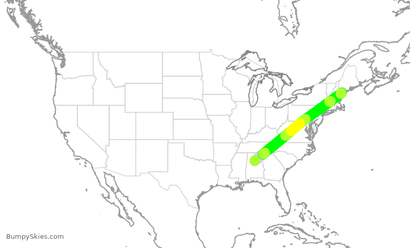 Turbulence forecast map for EJA759, BHM to PWM