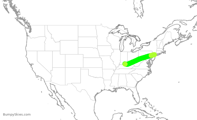 Turbulence forecast map for EJA780, SDF to TEB