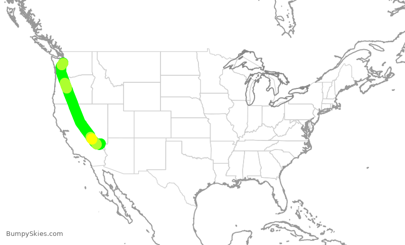 Turbulence forecast map for EJA784, LAS to BFI