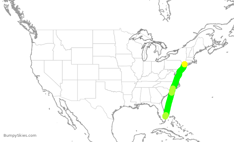 Turbulence forecast map for EJA786, HPN to PBI