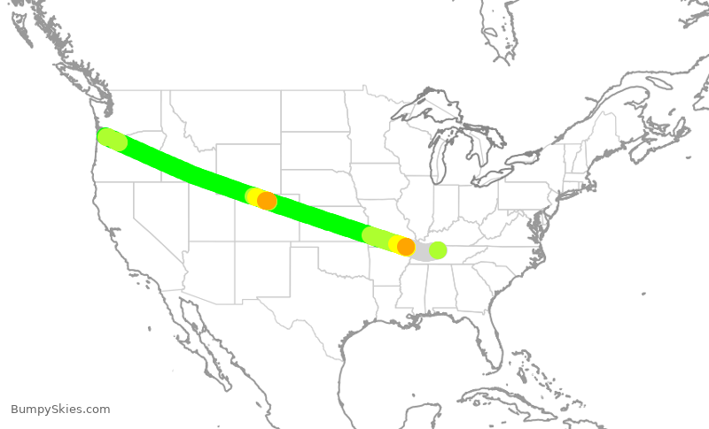 Turbulence forecast map for EJA790, BNA to HIO