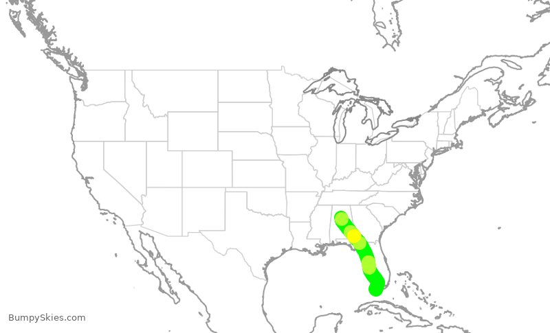 Turbulence forecast map for EJA792, BHM to EYW