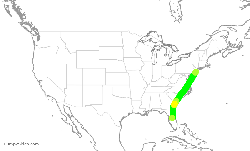 Turbulence forecast map for EJA799, KBLM to ISM