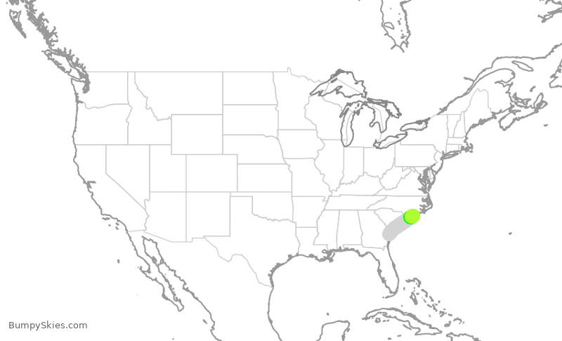Turbulence forecast map for EJA800, SAV to ILM