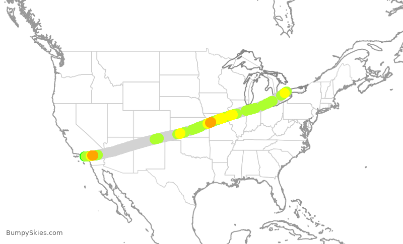 Turbulence forecast map for EJA806, YYZ to LAX