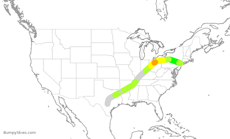 Turbulence forecast map for EJA809, SAT to TEB