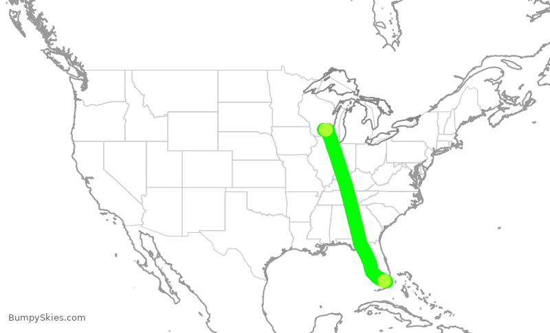 Turbulence forecast map for EJA810, MSN to TMB