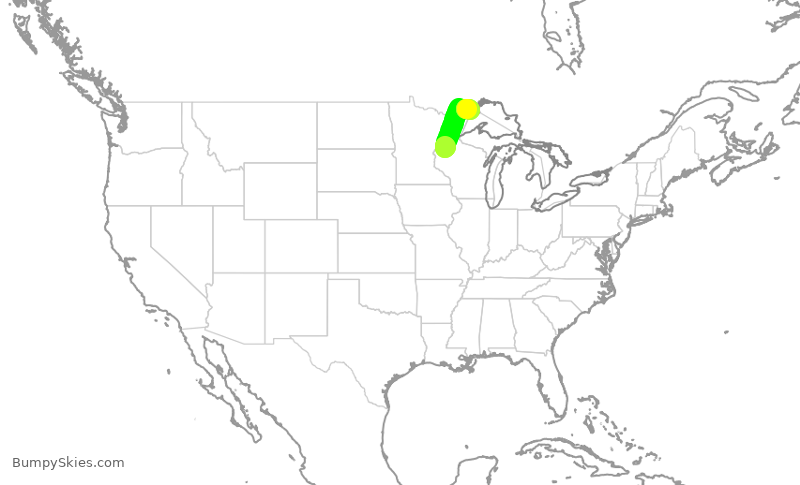 Turbulence forecast map for EJA817, HYR to YQT