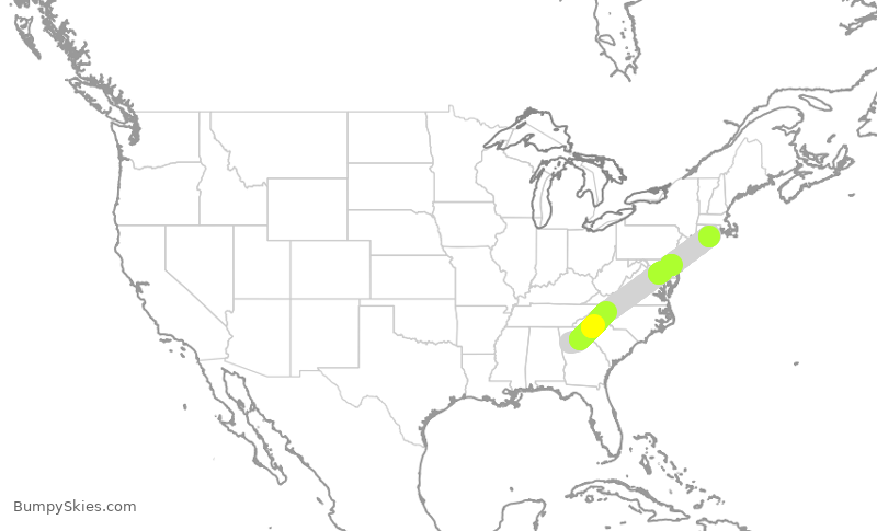 Turbulence forecast map for EJA820, FTY to GON