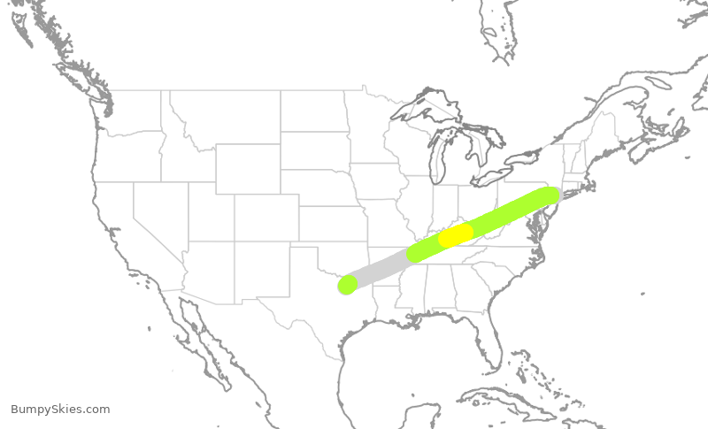 Turbulence forecast map for EJA820, TEB to DAL