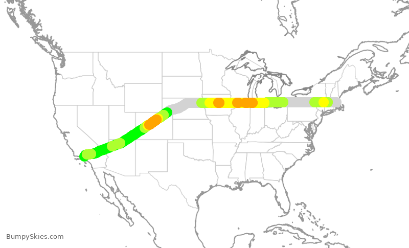 Turbulence forecast map for EJA821, BOS to VNY