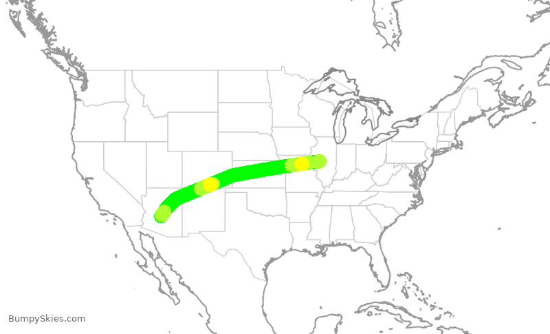 Turbulence forecast map for EJA835, SCF to SPI