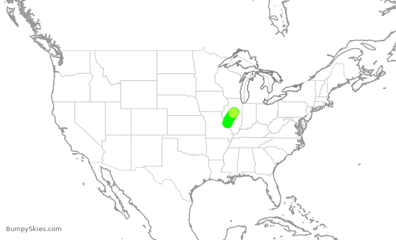 Turbulence forecast map for EJA836, STL to BMI