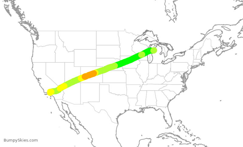 Turbulence forecast map for EJA839, TVC to VNY