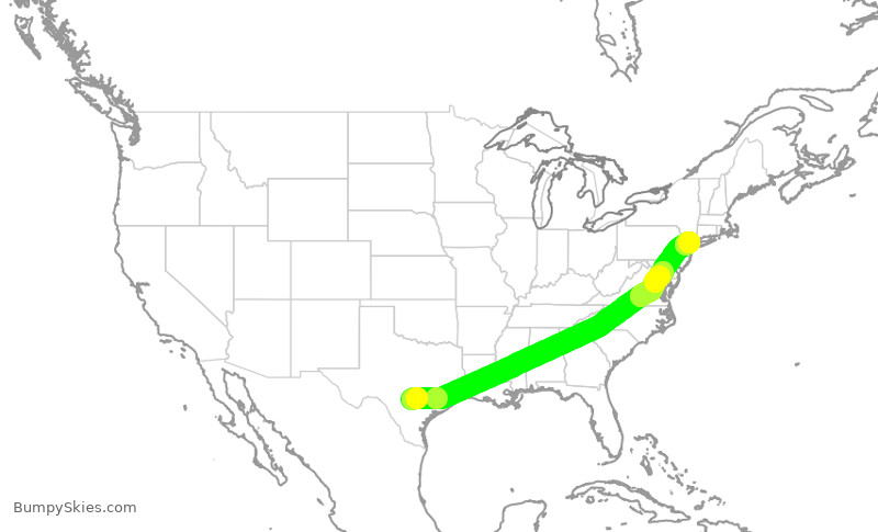 Turbulence forecast map for EJA844, SAT to TEB