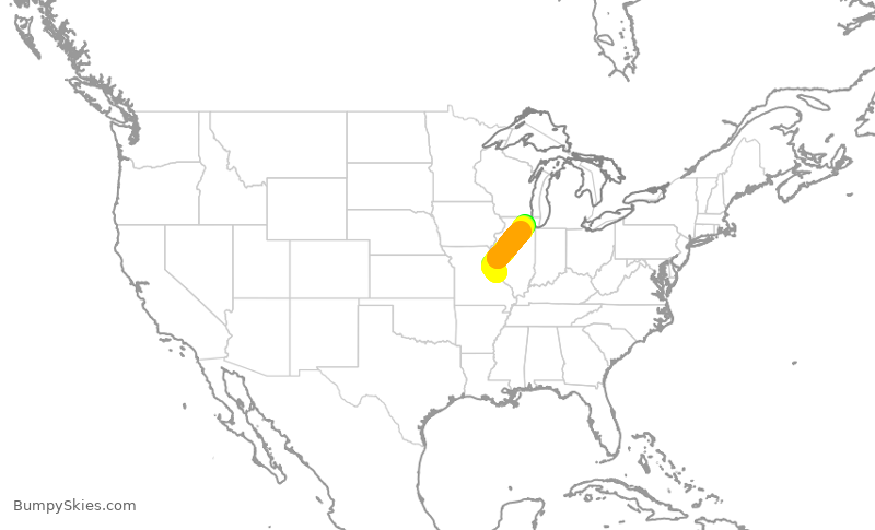 Turbulence forecast map for EJA848, SUS to DPA