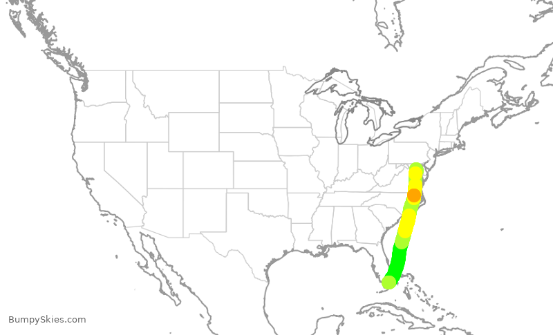 Turbulence forecast map for EJA851, BWI to TMB